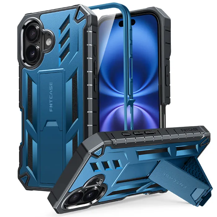 Trendy Design Full Coverage FNTCASE For iPhone 16 Plus 6.7 inch 2024 Phone Case: Military Grade Shockproof with Built-in Screen Protector and Kickstand