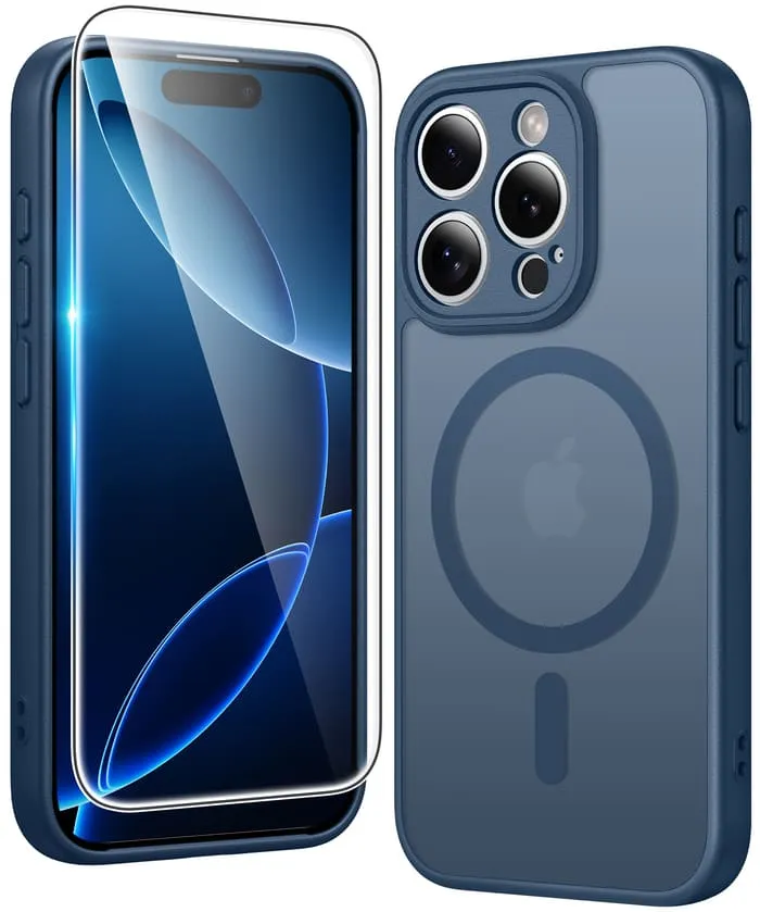 FNTCASE for iPhone 16 Pro Case: Strong Magnetic Translucent Matte Slim Shockproof Protective Drop Full Protection Phone Cover Rugged Texture Soft Grip Finish