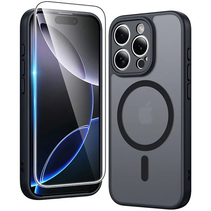 Creative Pattern Matte Surface Design FNTCASE for iPhone 16 Pro Case: Strong Magnetic Translucent Matte Slim Shockproof Protective Drop Full Protection Phone Cover