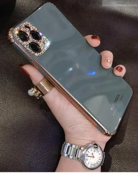 Smooth Pattern Design Durable Edge Texture Sparkling Glitter Plated Phone Cases For iPhone