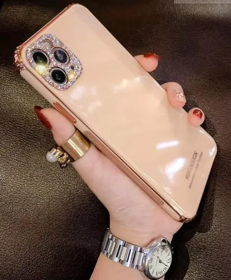 Smooth Finish Touch Sparkling Glitter Plated Phone Cases For iPhone