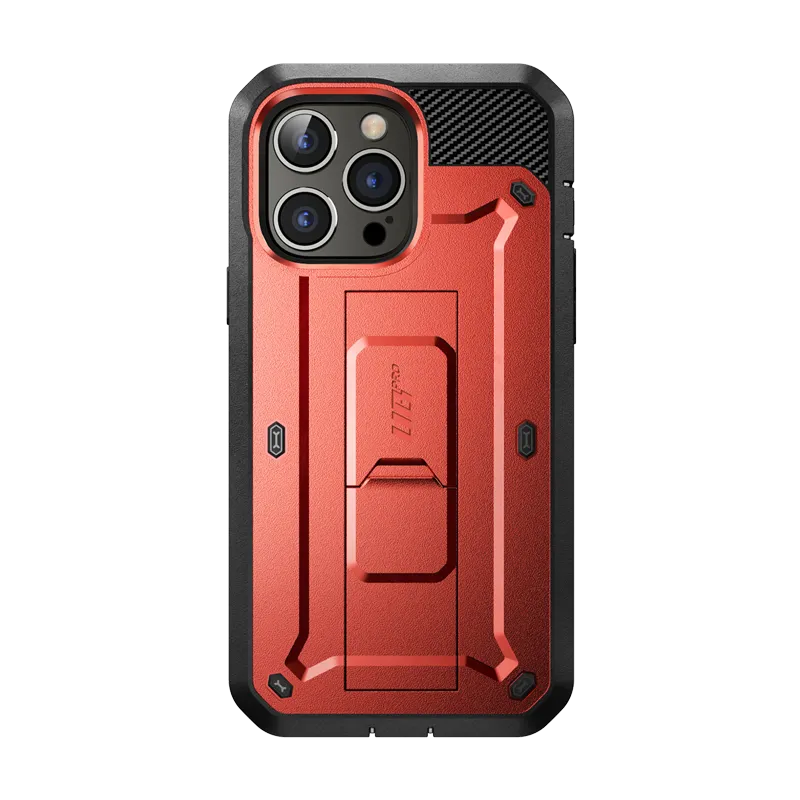 iPhone 14 Pro Max 6.7 inch Unicorn Beetle PRO Rugged Case-Metallic Red Minimalist Aesthetic Hybrid Texture