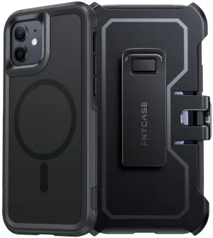 Casual Design Protective Form Fit FNTCASE for iPhone 12 Magnetic Case: Dual Layer Protective Phone Cover with Belt Clip Holster | Military Grade Dropproof Protection Durable Non Slip Textured Back