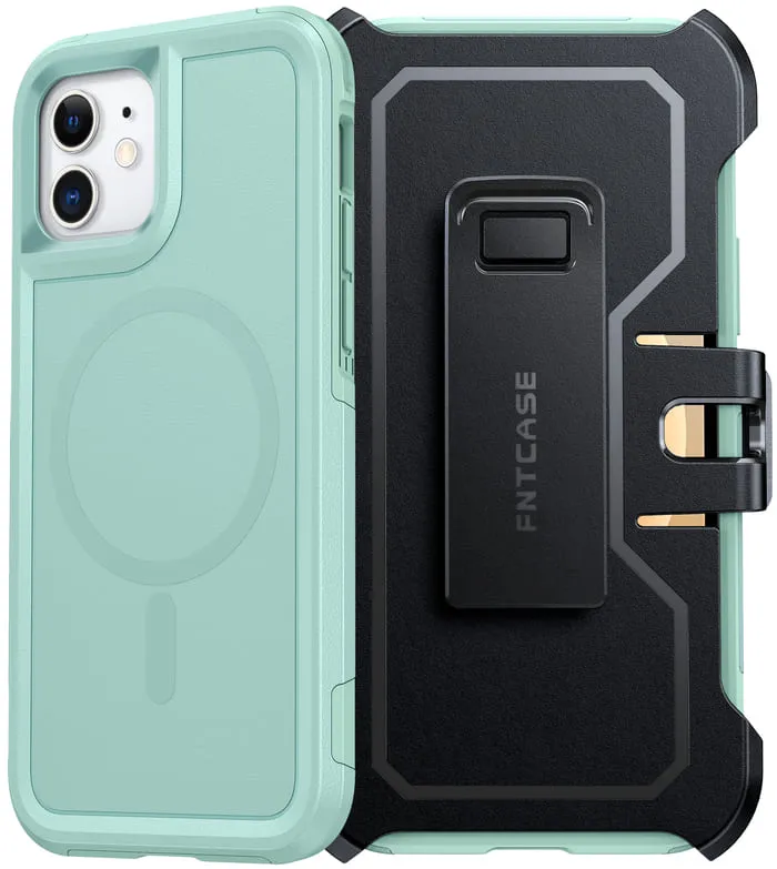 FNTCASE for iPhone 12 Magnetic Case: Dual Layer Protective Phone Cover with Belt Clip Holster | Military Grade Dropproof Protection Durable Non Slip Textured Back Polished Texture Design Full Coverage