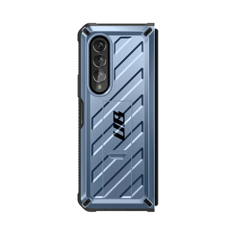 Rugged Outline Galaxy Z Fold3 Unicorn Beetle Kickstand Case with Screen Protector-Metallic Blue
