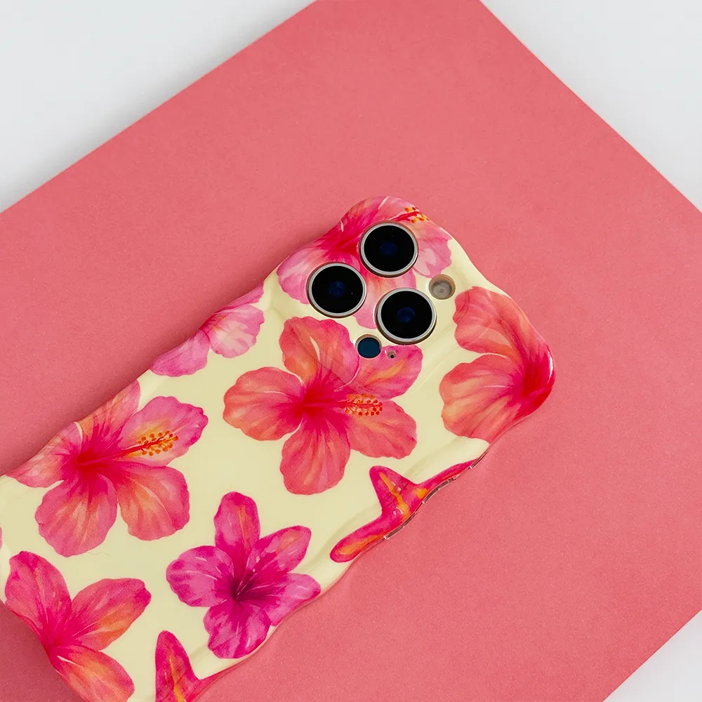 Compact Shape Wavy Phone Case - Island Girl Butter Yellow Hibiscus