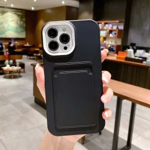 Modern Frame Ergonomic Texture Bright Colour Silicone Card Holder Phone Case For iPhone