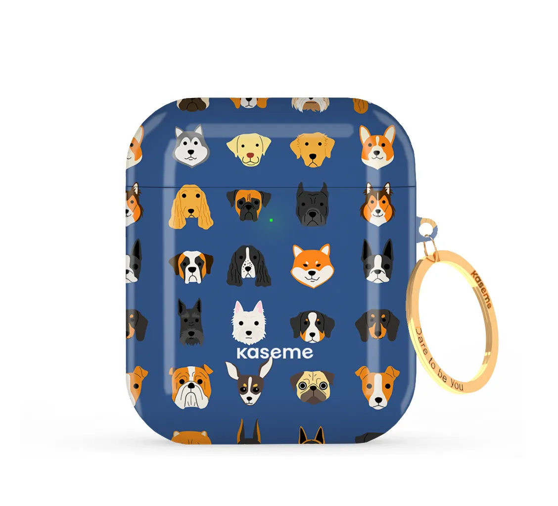 portable gradient soft pastel leather travel protector Pup Blue AirPods Case