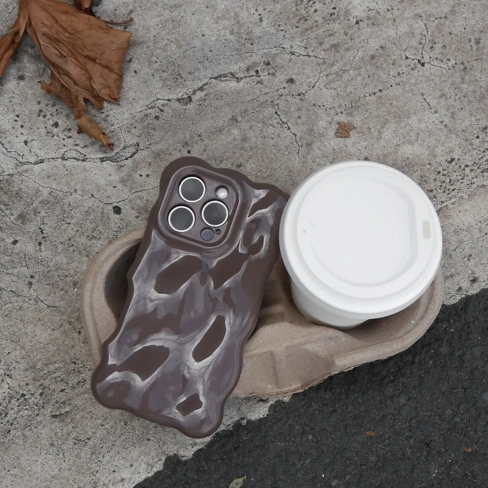 Matte Texture 3D Bubble Phone Case - Chocolate