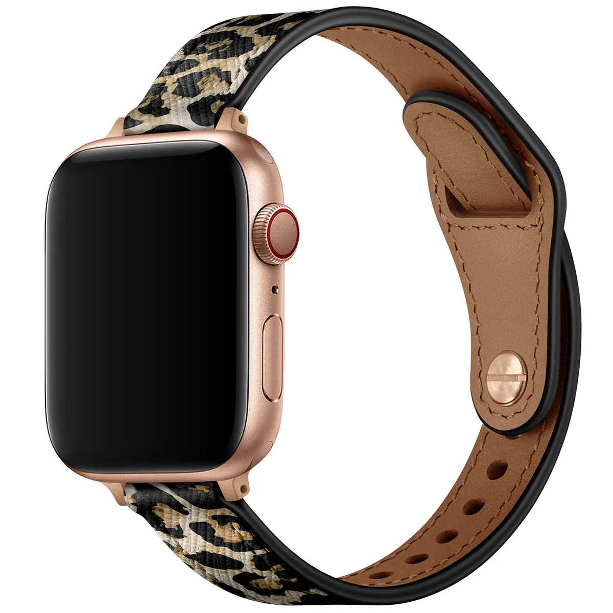 Light Durable Material Classic Smooth Texture Apple Watch Leather Strap (Leopard)