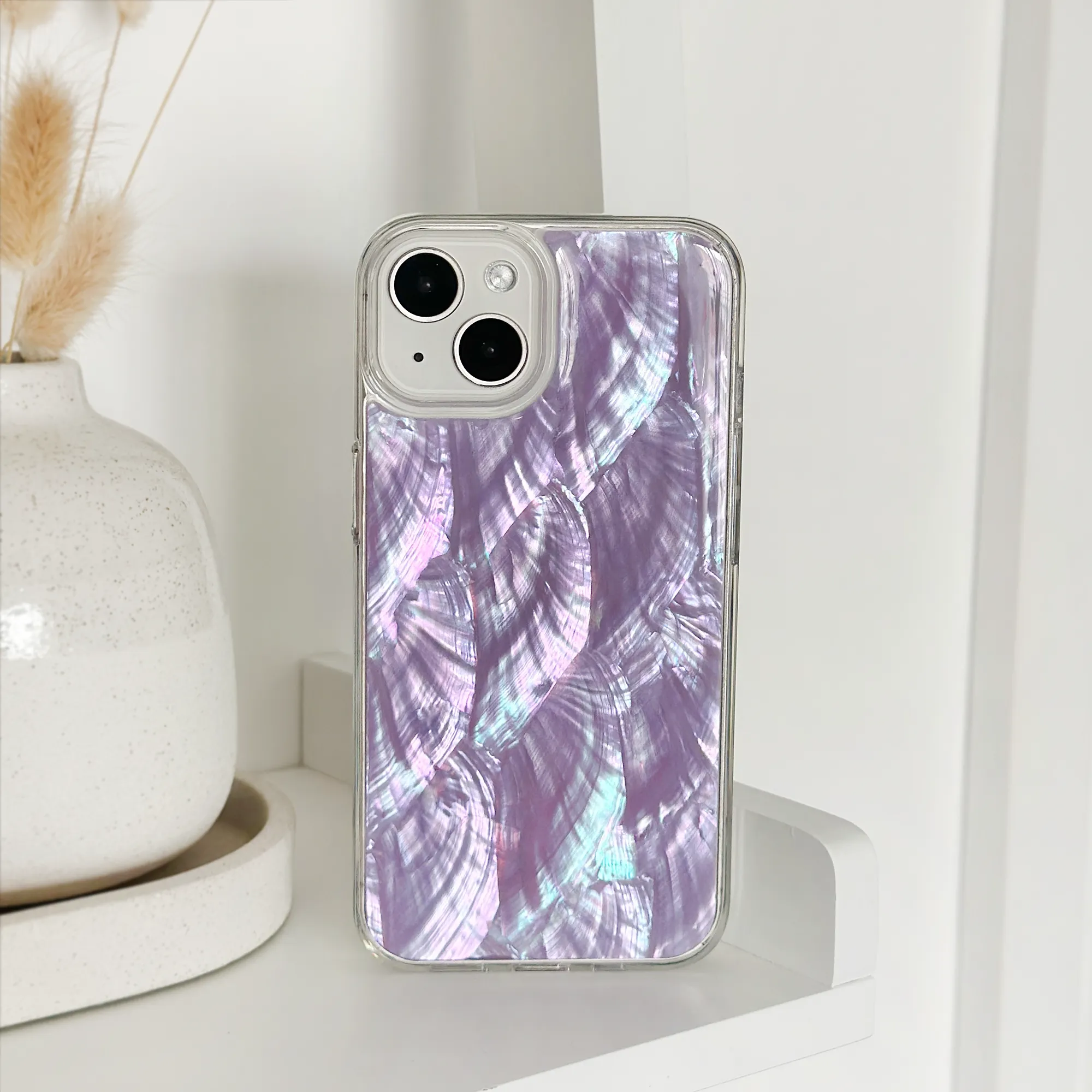 Modern Accent Refined Finish Real Natural Shell Phone Case - Lilac