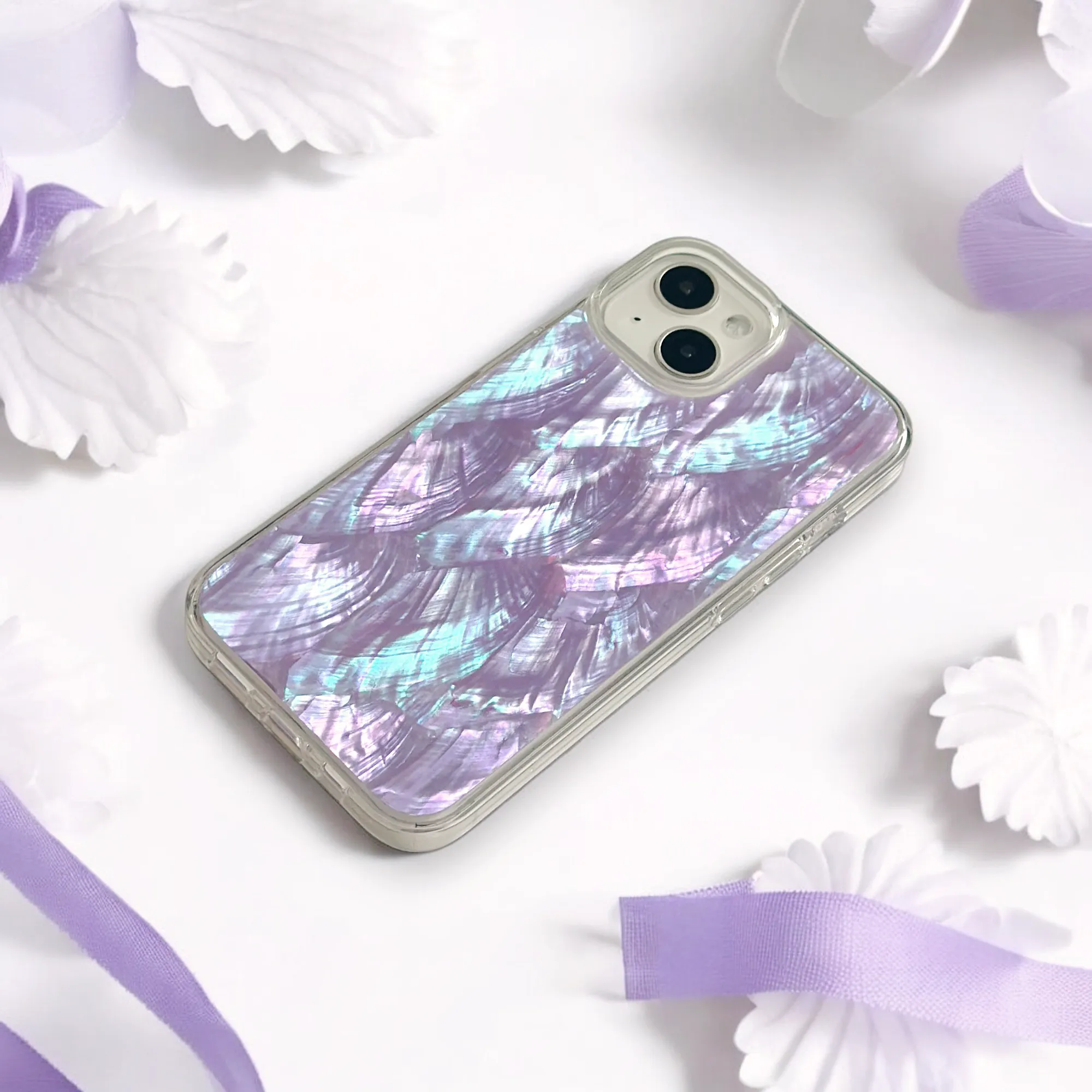 Compact Fit Clear View Real Natural Shell Phone Case - Lilac