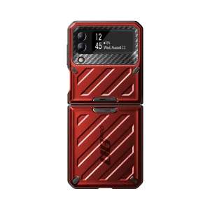 Galaxy Z Flip3 Unicorn Beetle PRO Rugged Case with Belt Clip-Metallic Red Slim Edge Matte Texture Finish
