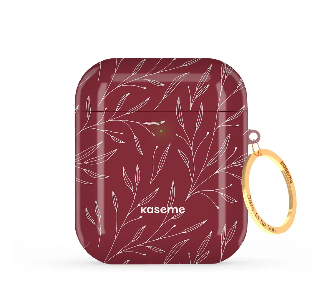 ultra thin travel airpods protector Hibiscus Red AirPods Case