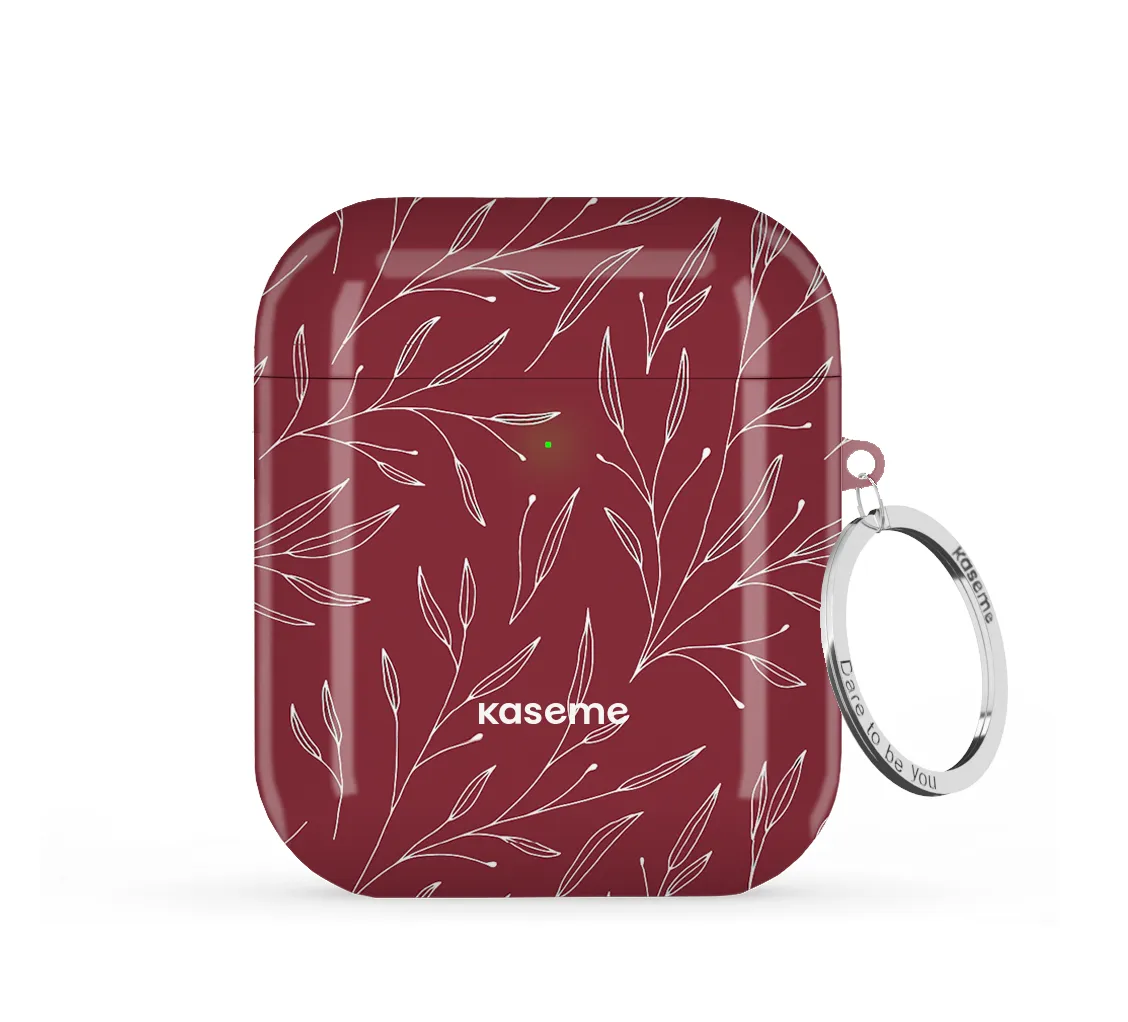 stylish gift airpods protector Hibiscus Red AirPods Case