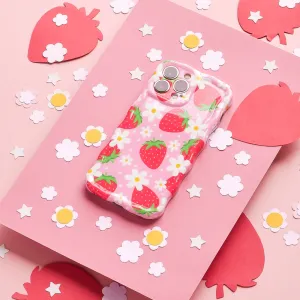 Wavy Phone Case - Berry Cute Strawberry Stylish frame Flexible Protection