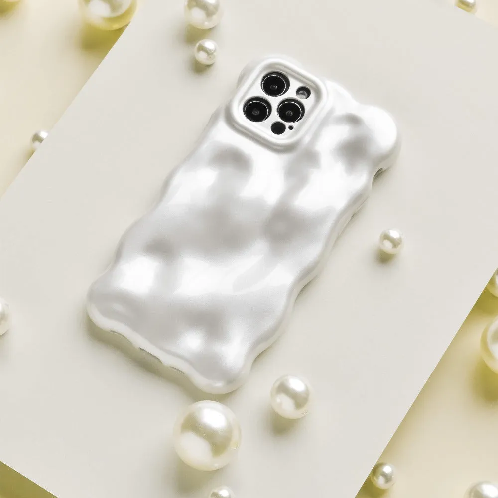 Flexible Detail Design 3D Pearl Phone Case - White