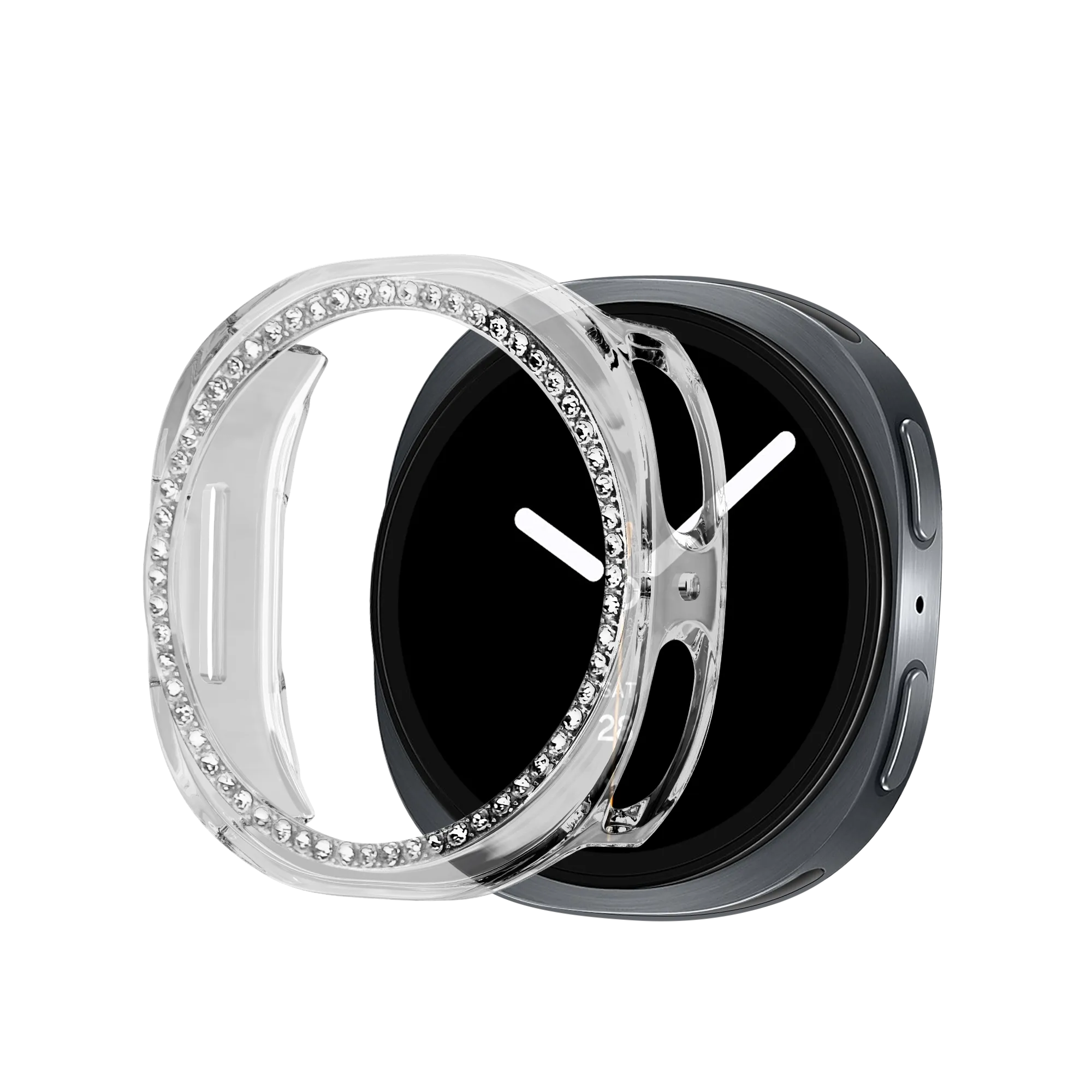 Daily Guard Edge Cover Bandz Samsung Galaxy Watch 8 - 40mm Diamond PC Case (Transparent)