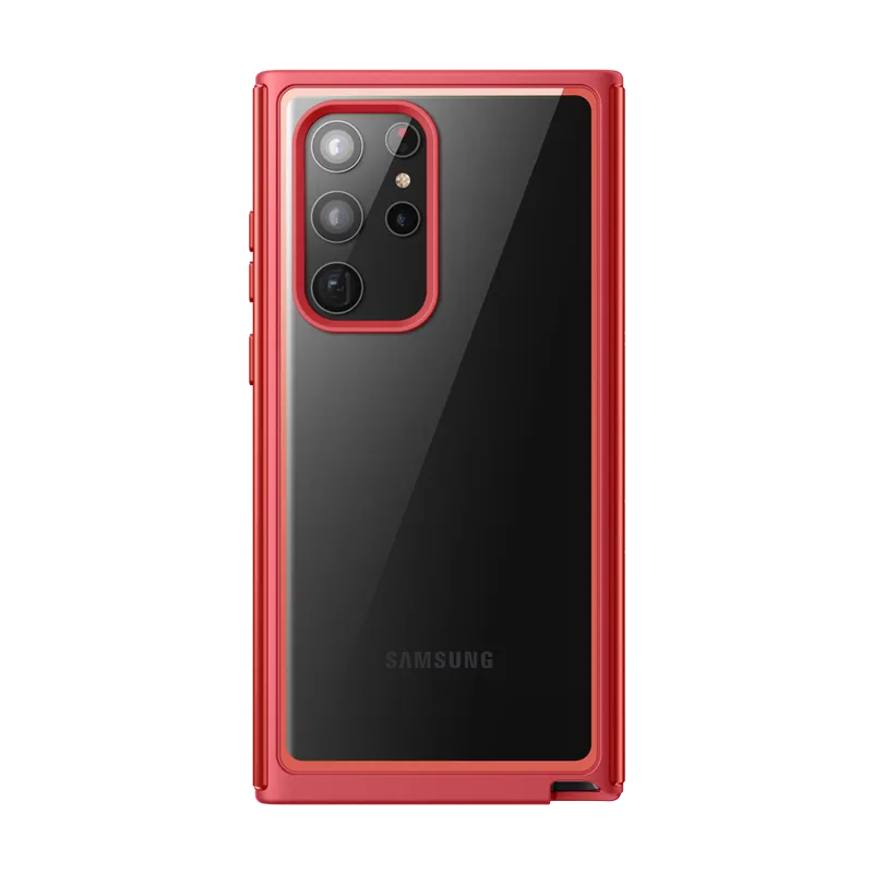 Galaxy S22 Ultra Unicorn Beetle EDGE XT Bumper Case-Metallic Red Compact Shell Fashionable Texture