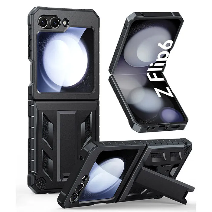 FNTCASE For Samsung Galaxy Z Flip 6 Full Body Drop Protective Hard Phone Cover Rugged Shockproof Case with Built-in Kickstand Soft touch finish