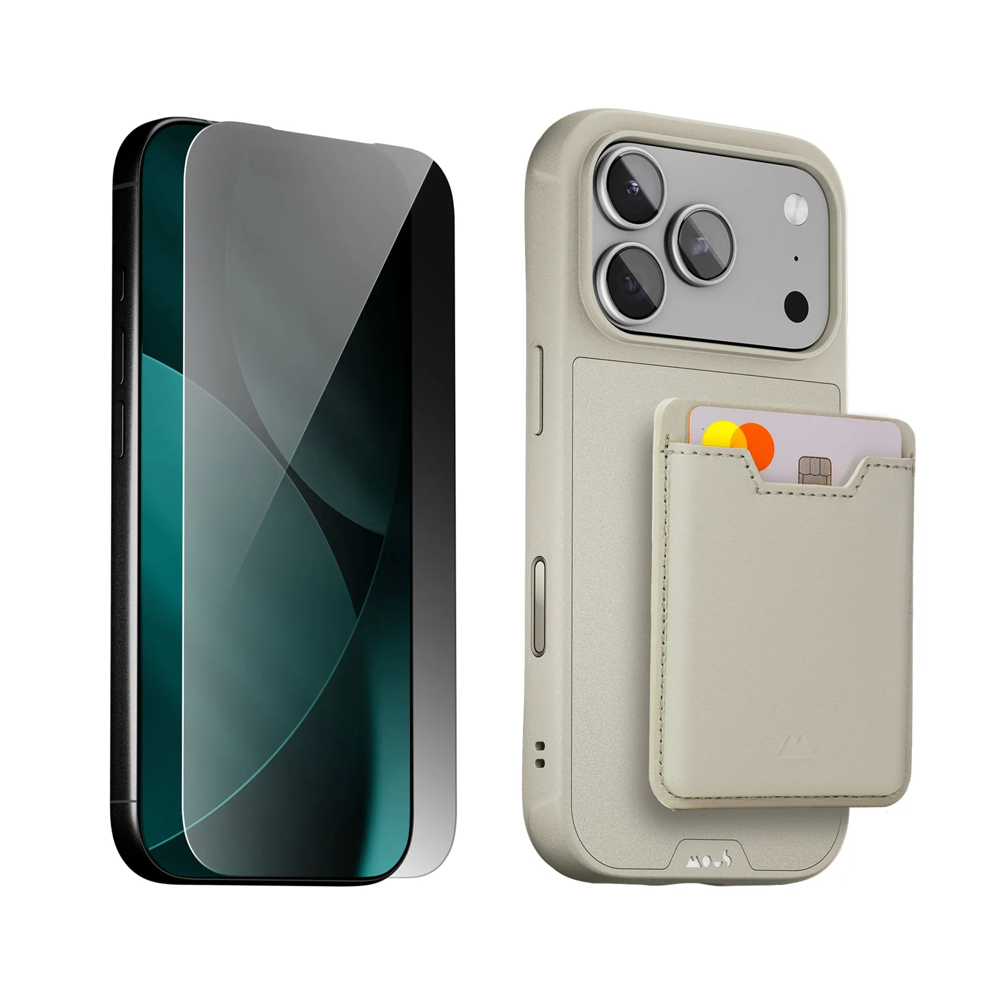 Screen Defense Plus Stone Protective Case, Screen Protector and Card Wallet - iPhone Starter Kit