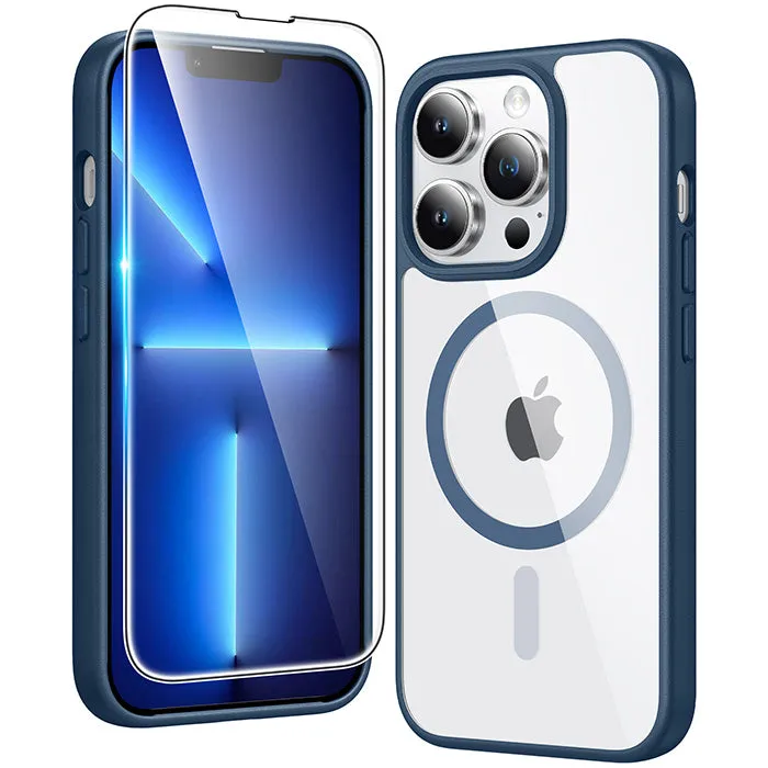 Outdoor Travel Refined Shield FNTCASE for iPhone 13 Pro Case: Clear Anti Yellowing Magnetic Military Grade Drop Protection Cell Phone Cover - Rugged Shockproof Protective Bumper Transparent