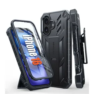Minimal Look FNTCASE iPhone 16 Phone Case: Rugged Protective Phone Case with Belt Clip Holster and Kickstand