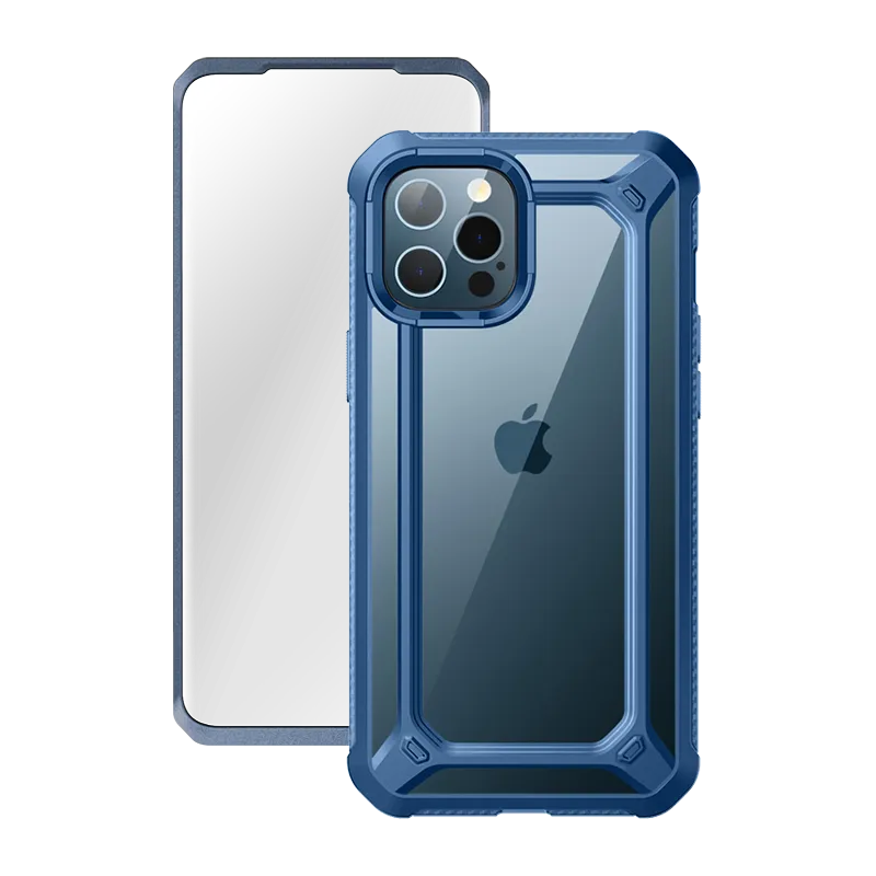 Durable Build Quality Urban Texture iPhone 12 Pro 6.1 inch Unicorn Beetle Exo with Screen Protector Clear Case-Blue