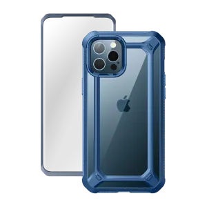 Durable Build Quality Urban Texture iPhone 12 Pro 6.1 inch Unicorn Beetle Exo with Screen Protector Clear Case-Blue