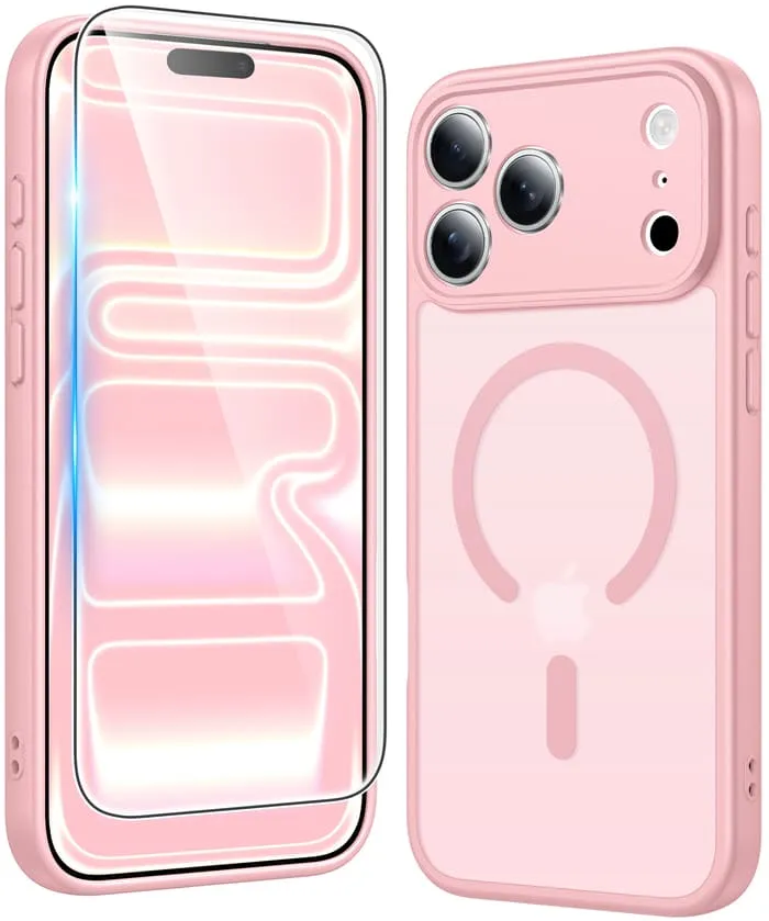 FNTCASE for iPhone 17 Pro Case: Strong Magnetic Translucent Matte Slim Shockproof Protective Drop Full Protection Phone Cover Color Gradient Frosted Finish