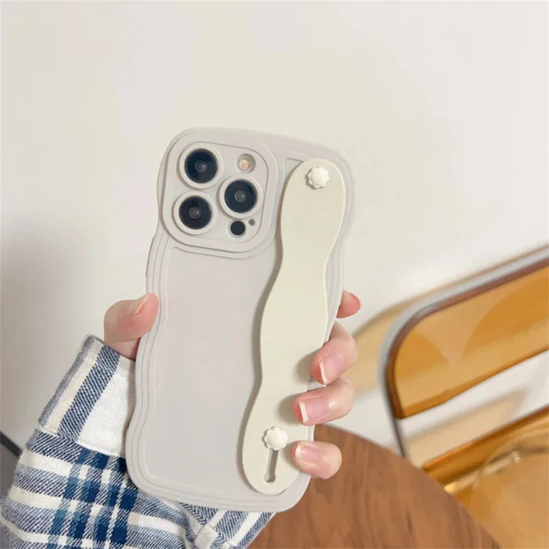 Sleek Edge Design Wavy Edge Shockproof Wrist Strap Case For iPhone