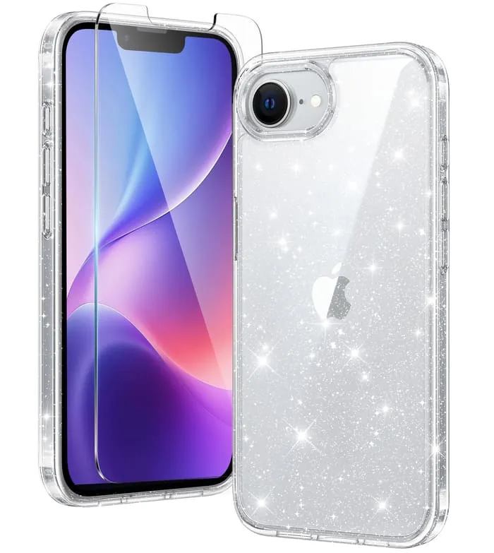 Soft Touch Stylish Detailing FNTCASE for iPhone SE 4/ SE 2025/ 16E 6.1 inch Clear Case: Wireless Charging Anti Yellowing Shockproof Phone Case