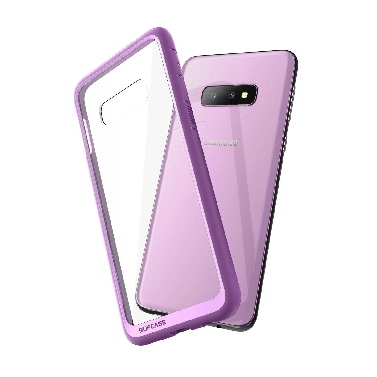 Galaxy S10e Unicorn Beetle Style Clear Case-Purple Smooth Look Texture