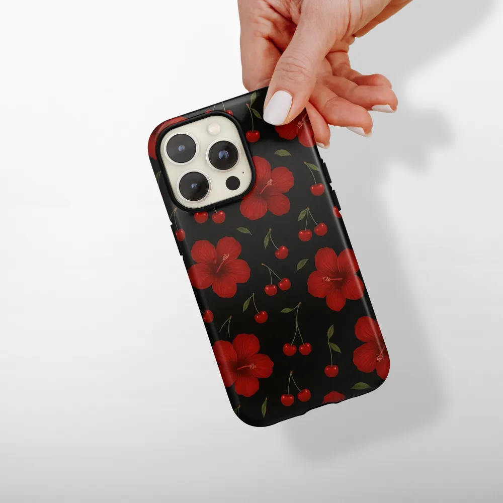 Tough Phone Case - Cherry Hibiscus Trendy Look