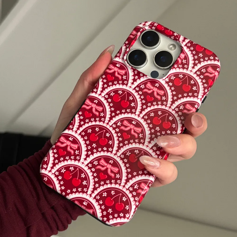 Protective Design Layer Tough Phone Case - Cherry Lace