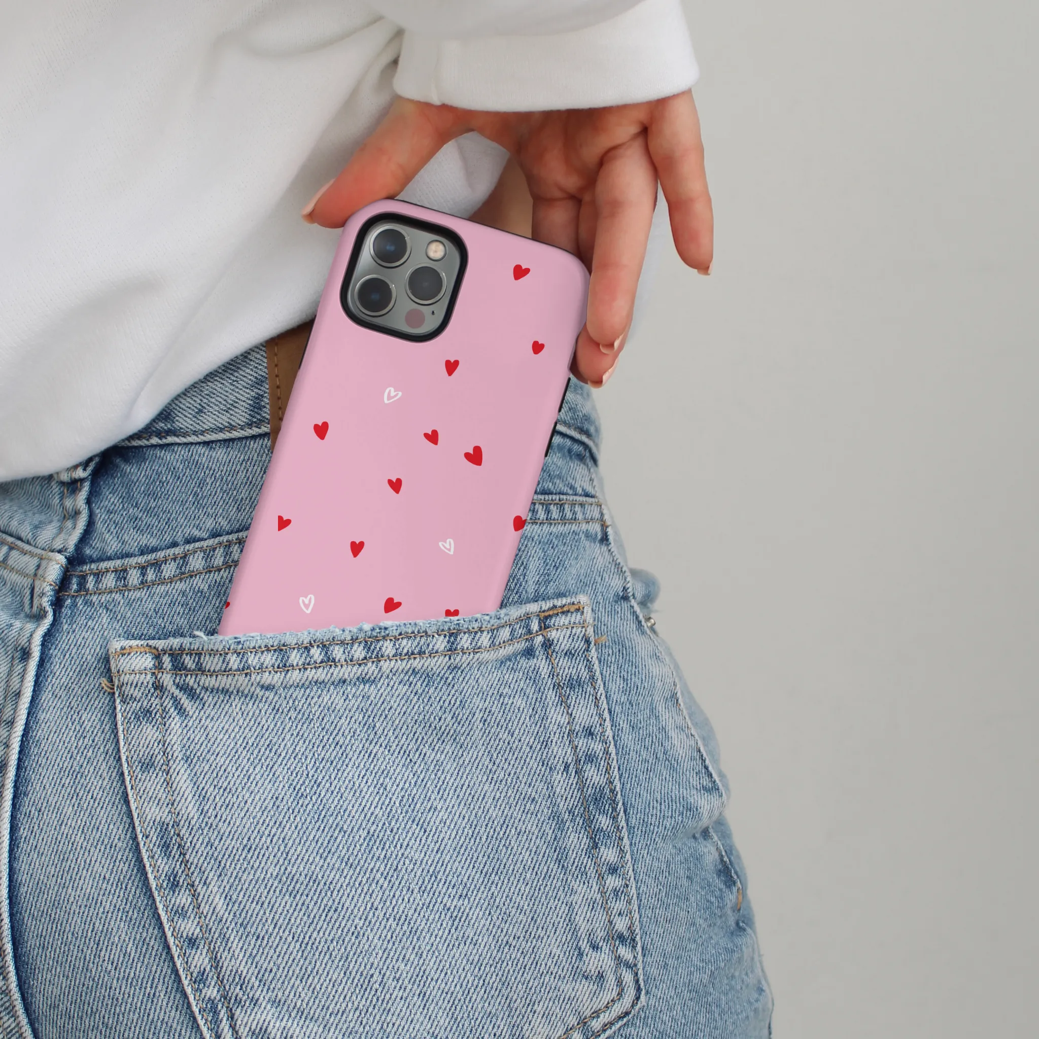 Tough Phone Case - Cute Hearts Luxury Texture Design