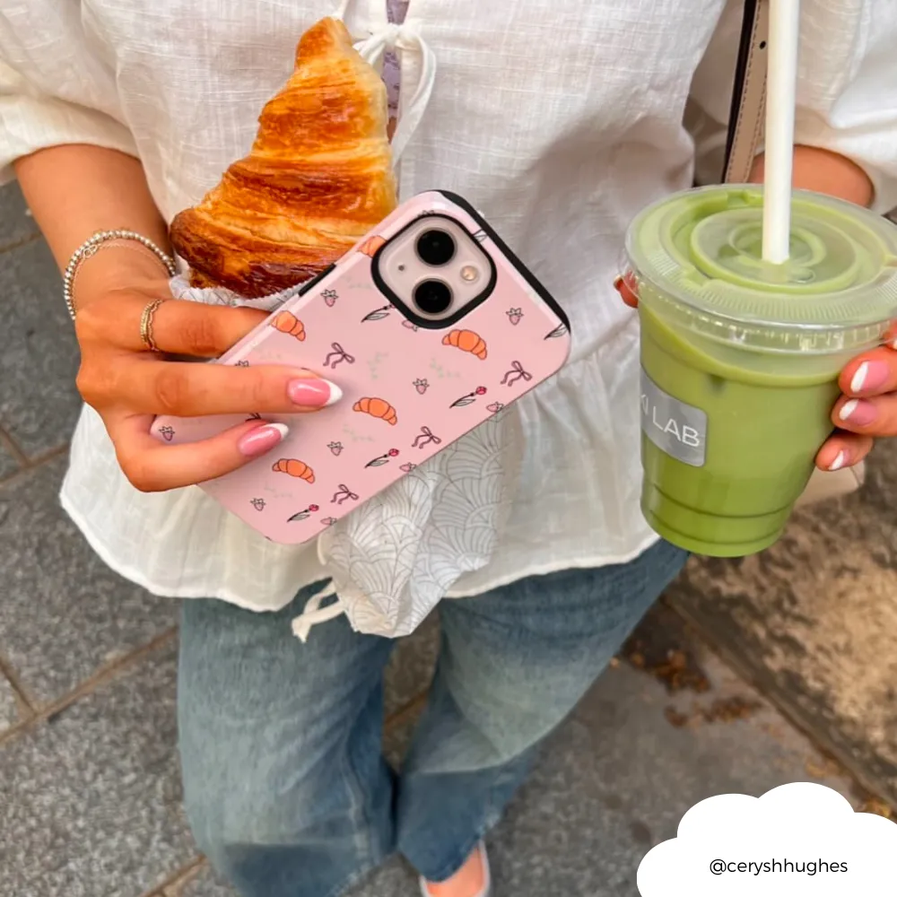 Non Slip Surface Tough Phone Case - Cutesy Croissants