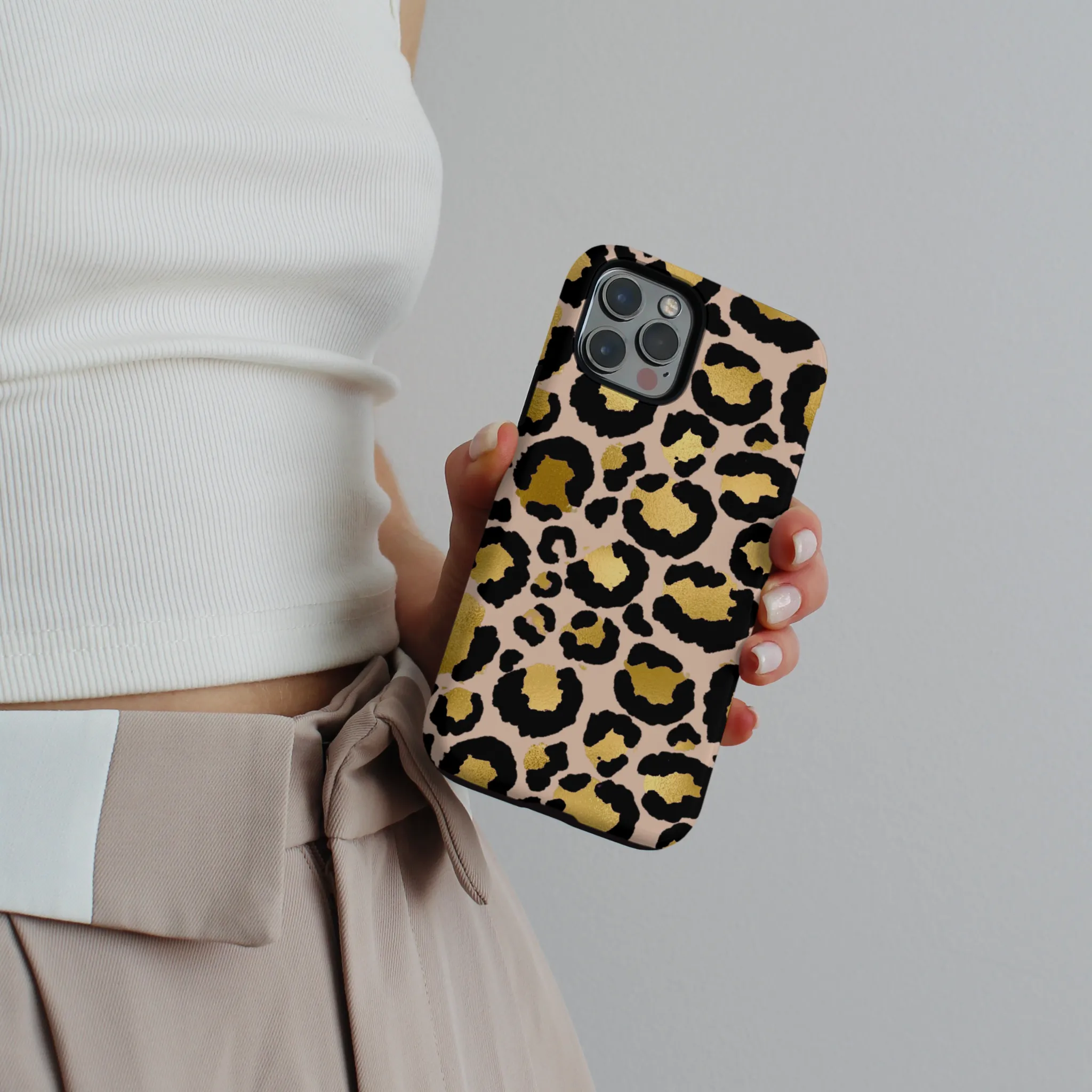 Tough Phone Case - Gold Leopard Gradient Design