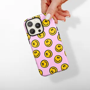 Textured Surface Vivid Pattern Design Tough Phone Case - Happy Smiley