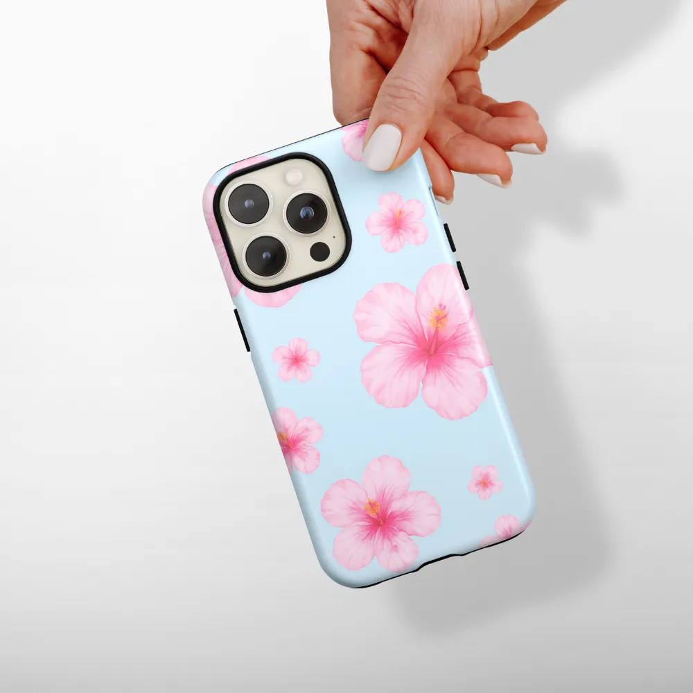 Drop Shield Tough Phone Case - Island Girl Baby Blue Hibiscus