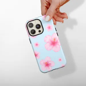 Drop Shield Tough Phone Case - Island Girl Baby Blue Hibiscus