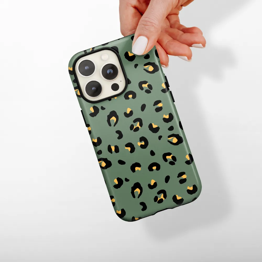 Soft Layered Design Tough Phone Case - Khaki Leopard