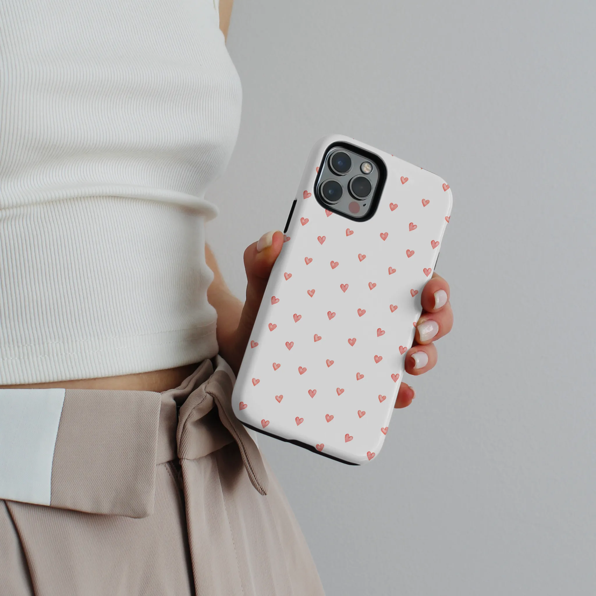 Tough Phone Case - Mini Hearts Rugged Detail Layer Subtle Touch