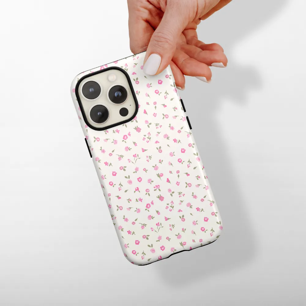 Tough Phone Case - Pink Watercolour Flowers Hybrid Grip