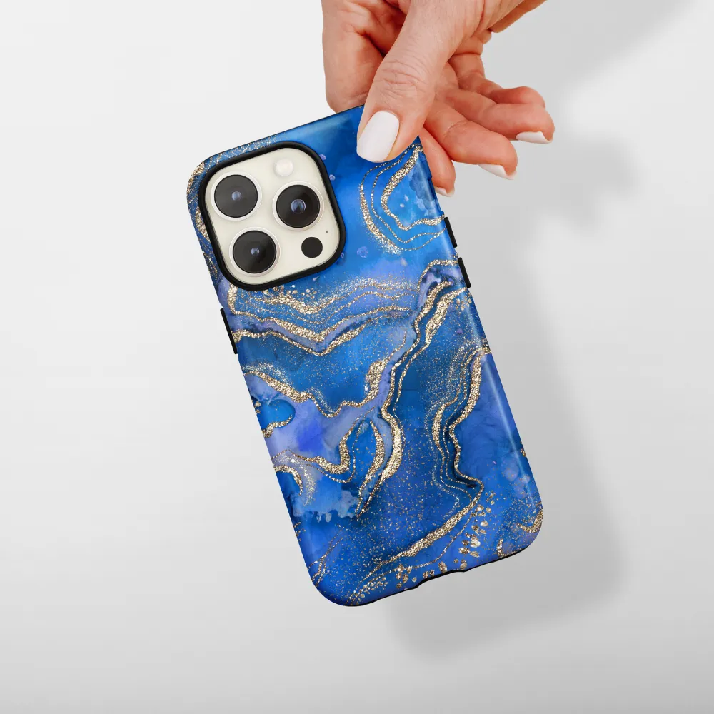Simple Look Vivid Pattern Design Tough Phone Case - Royal Blue Crystal Agate