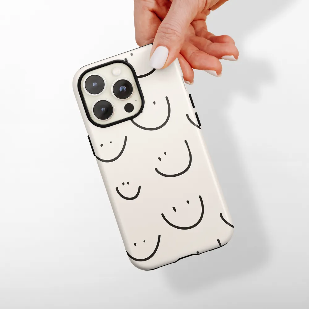 Tough Phone Case - Smiley Doodle Minimal Design Slim Profiled
