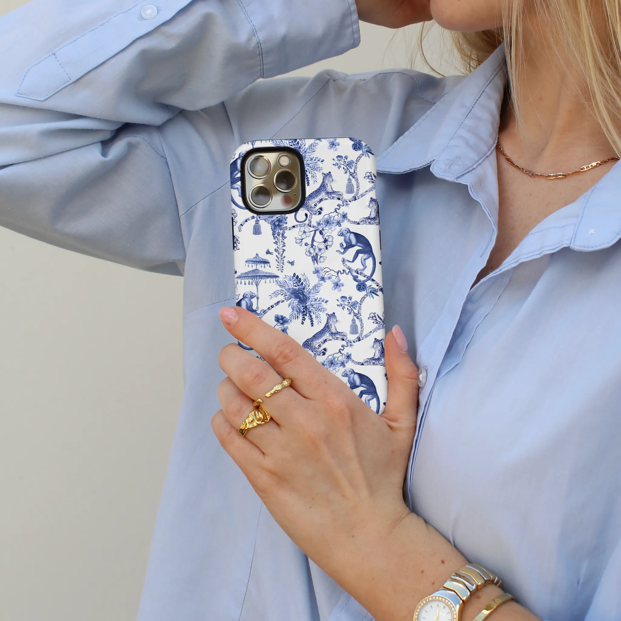Tough Phone Case - Toile de Jouy Lightweight Shell Frosted Finish