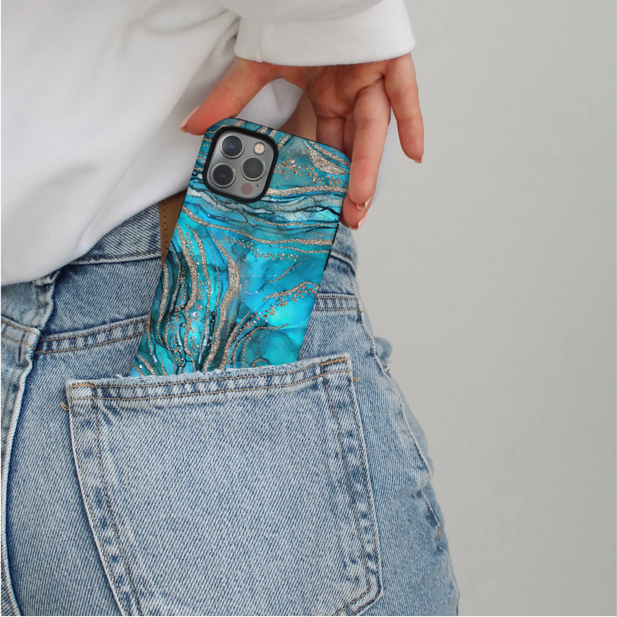 Tough Phone Case - Turquoise Crystal Agate Elegant Look Smooth Shield