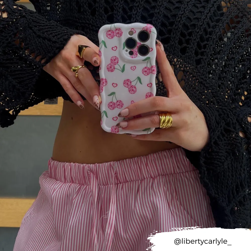 Wavy Phone Case - Disco Cherries Glossy Texture