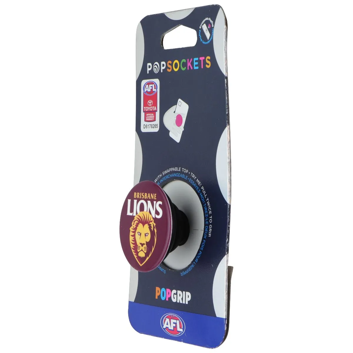 PopSockets PopGrip Expanding Stand Grip w/ Swappable Top - AFL Brisbane Lions Edge Ultra Grip